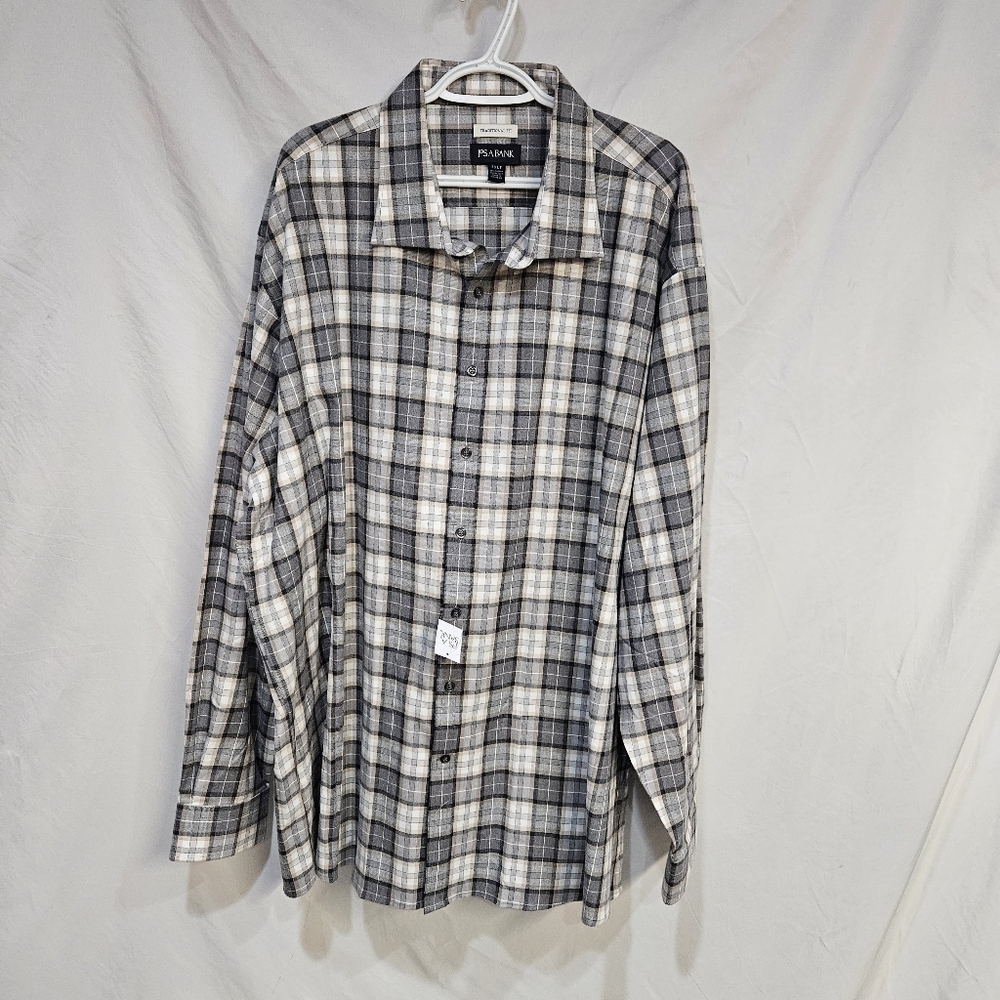Jos A Bank Shirt Mens 3XLT Green Black Plaid Tailored Fit Button Down JO44276